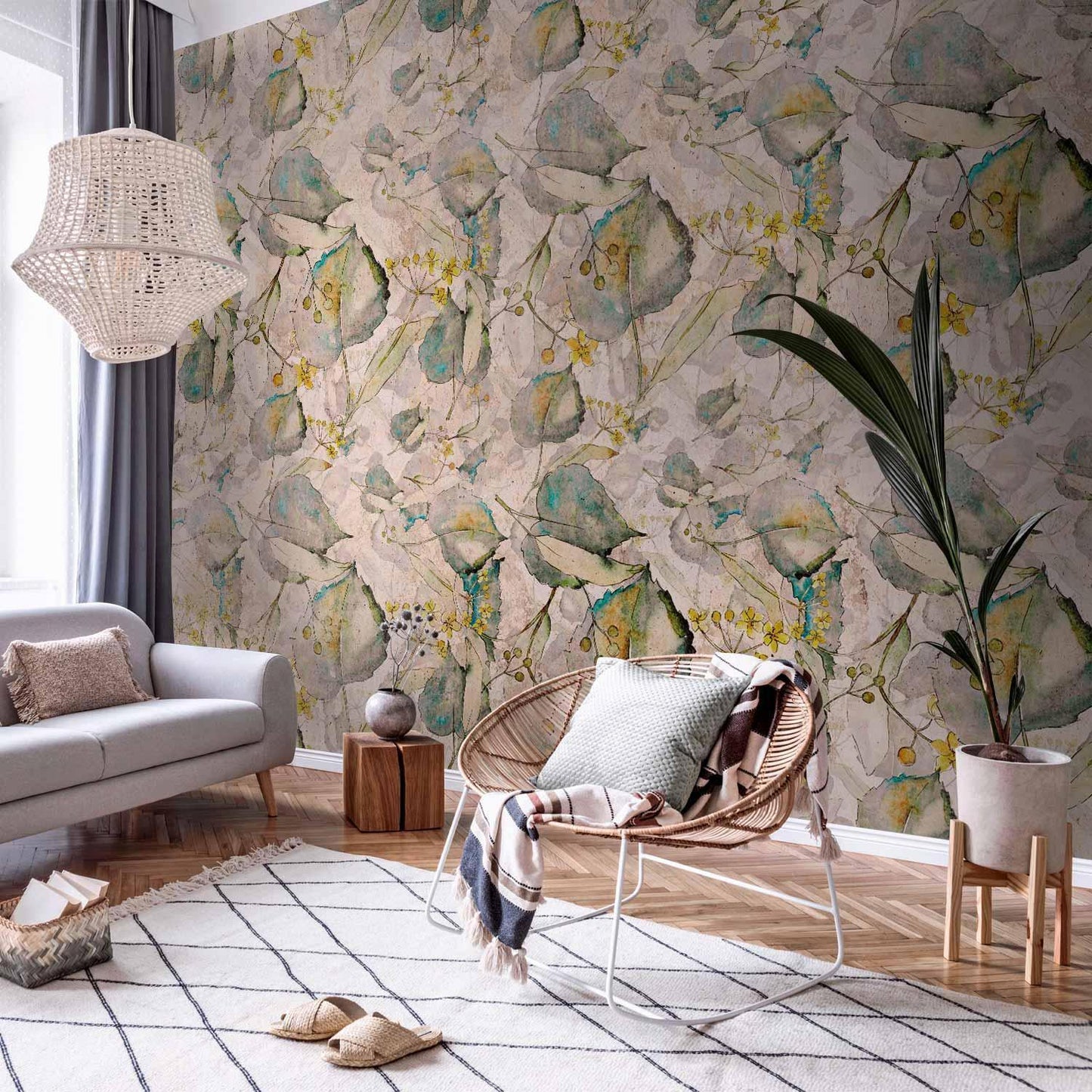 Grønne og gule høstsuvenirer - Blomsterdesign med blader