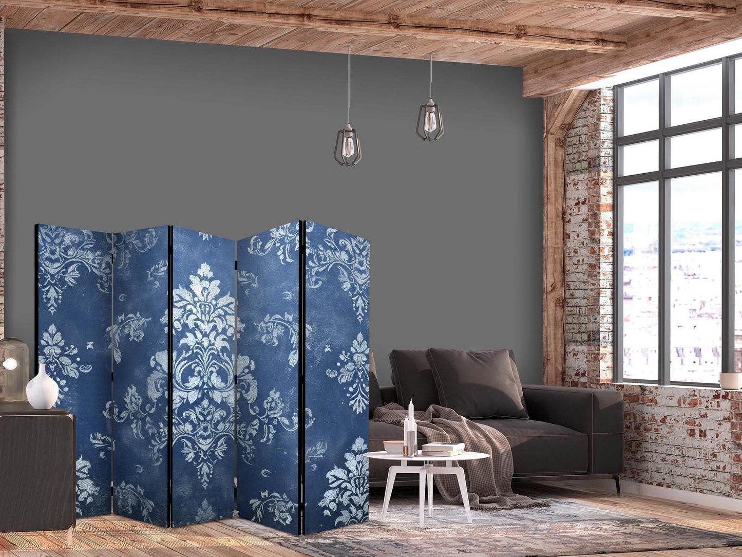Retro Ornament - Dekorativt motiv i Rubbed Blues