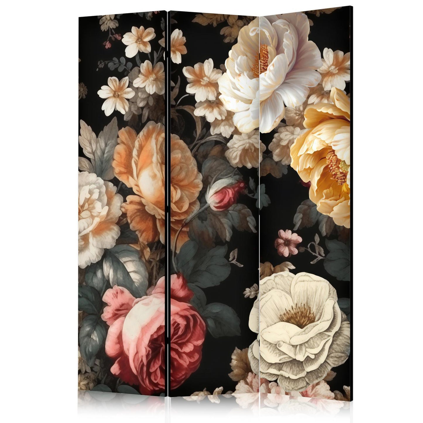 Blomsterdekorasjoner i vintagestil - En mengde fargerike blomster på svart bakgrunn