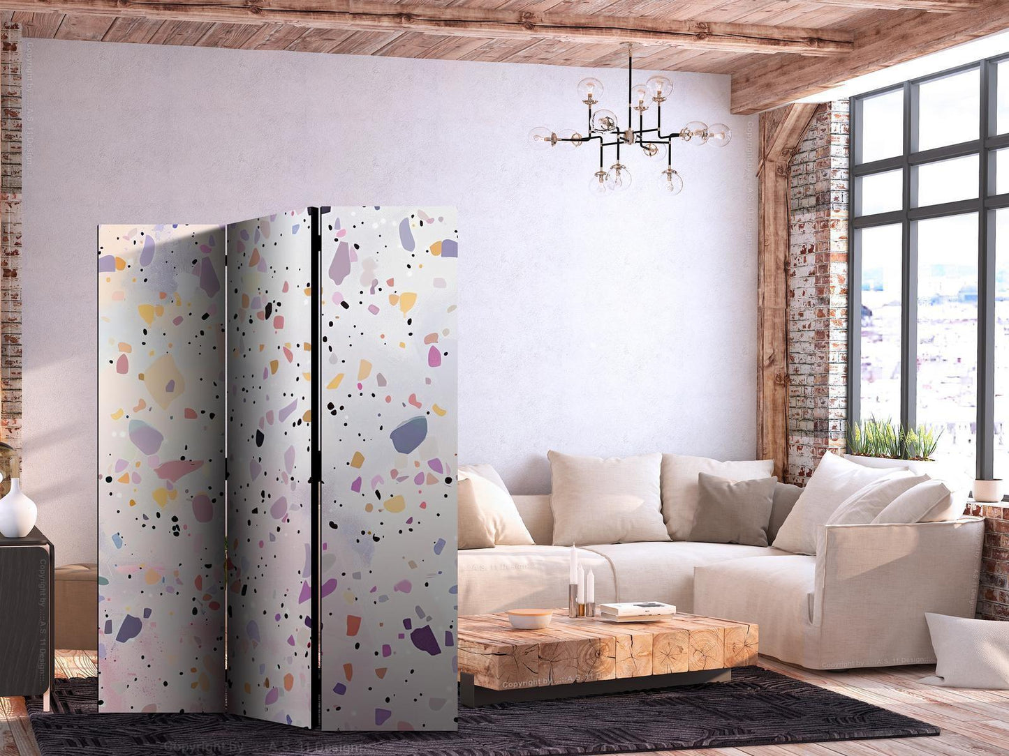 Terrazzo i konfettistil - Fiolett-rosa - fargerikt mønster