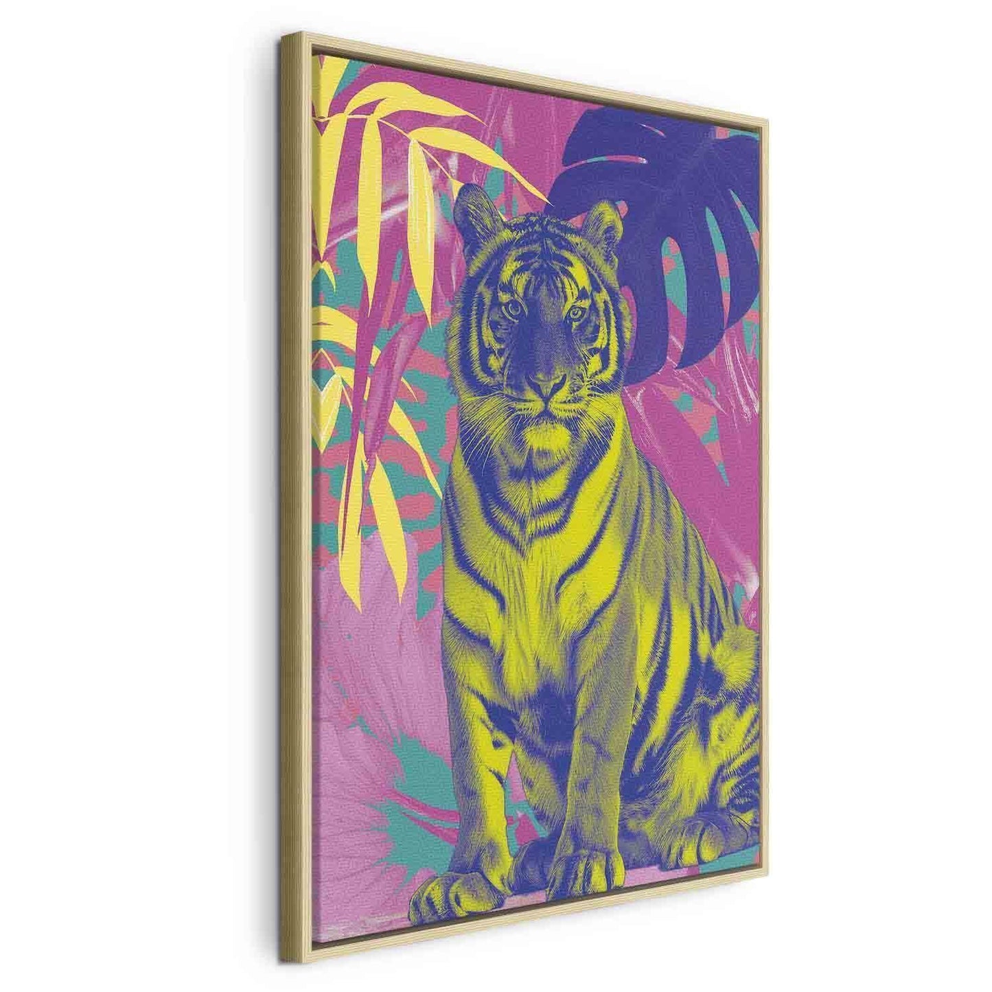 Fargerik tiger - Intense farger av en tiger omgitt av tropiske planter