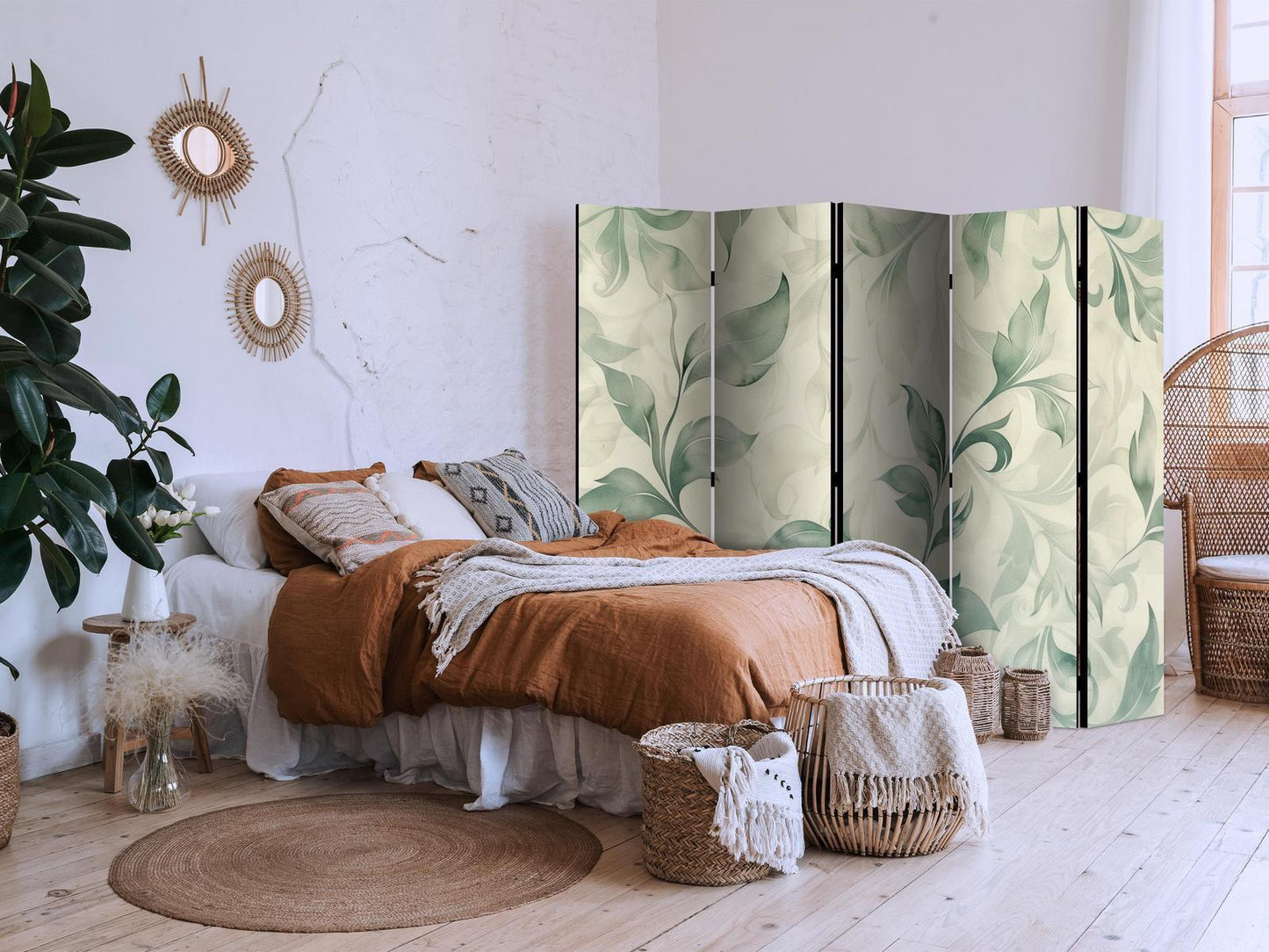 Botanisk motiv i akvarell - Delikate grønn-beige blader