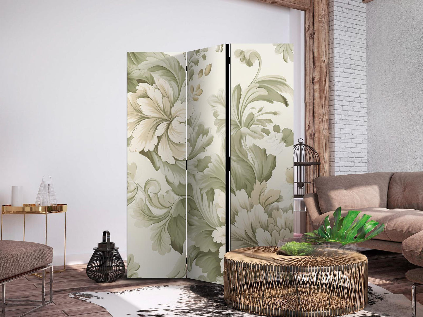 Retro vintage-blomster i myke krem- og grønnfarger