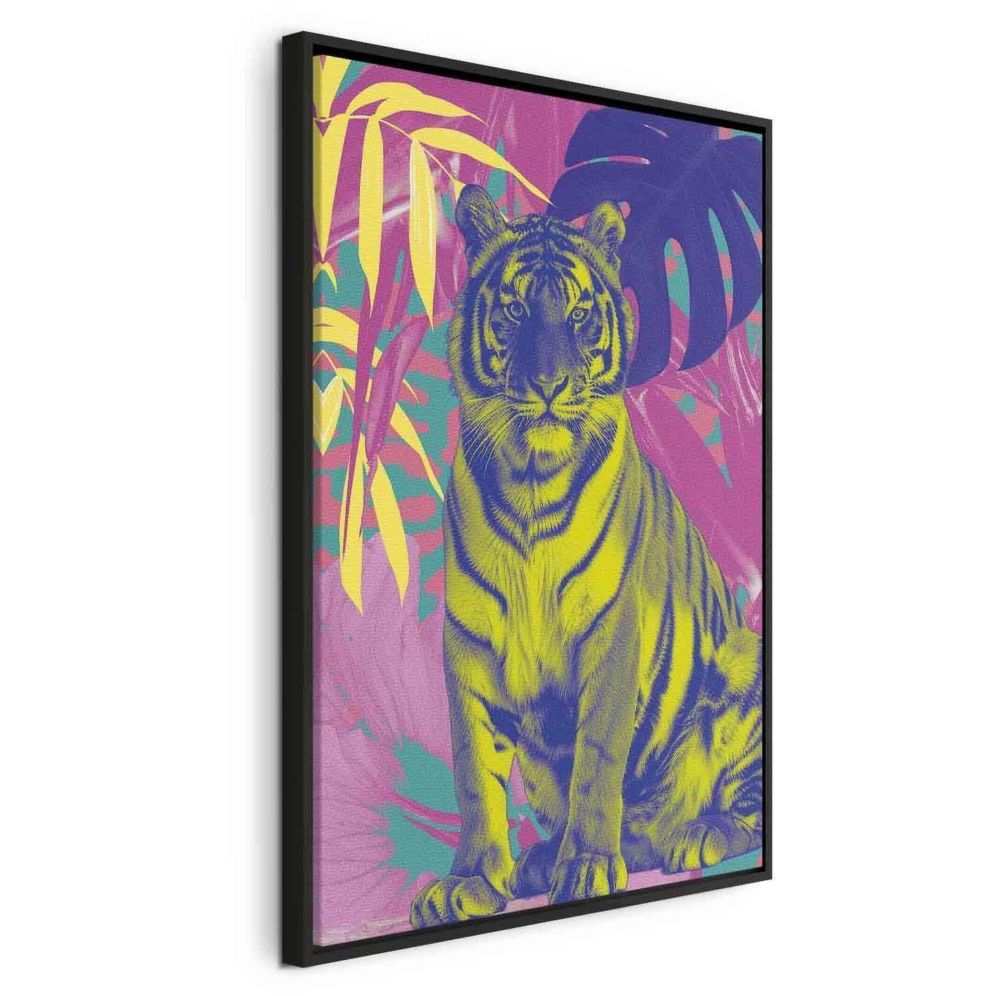 Fargerik tiger - Intense farger av en tiger omgitt av tropiske planter