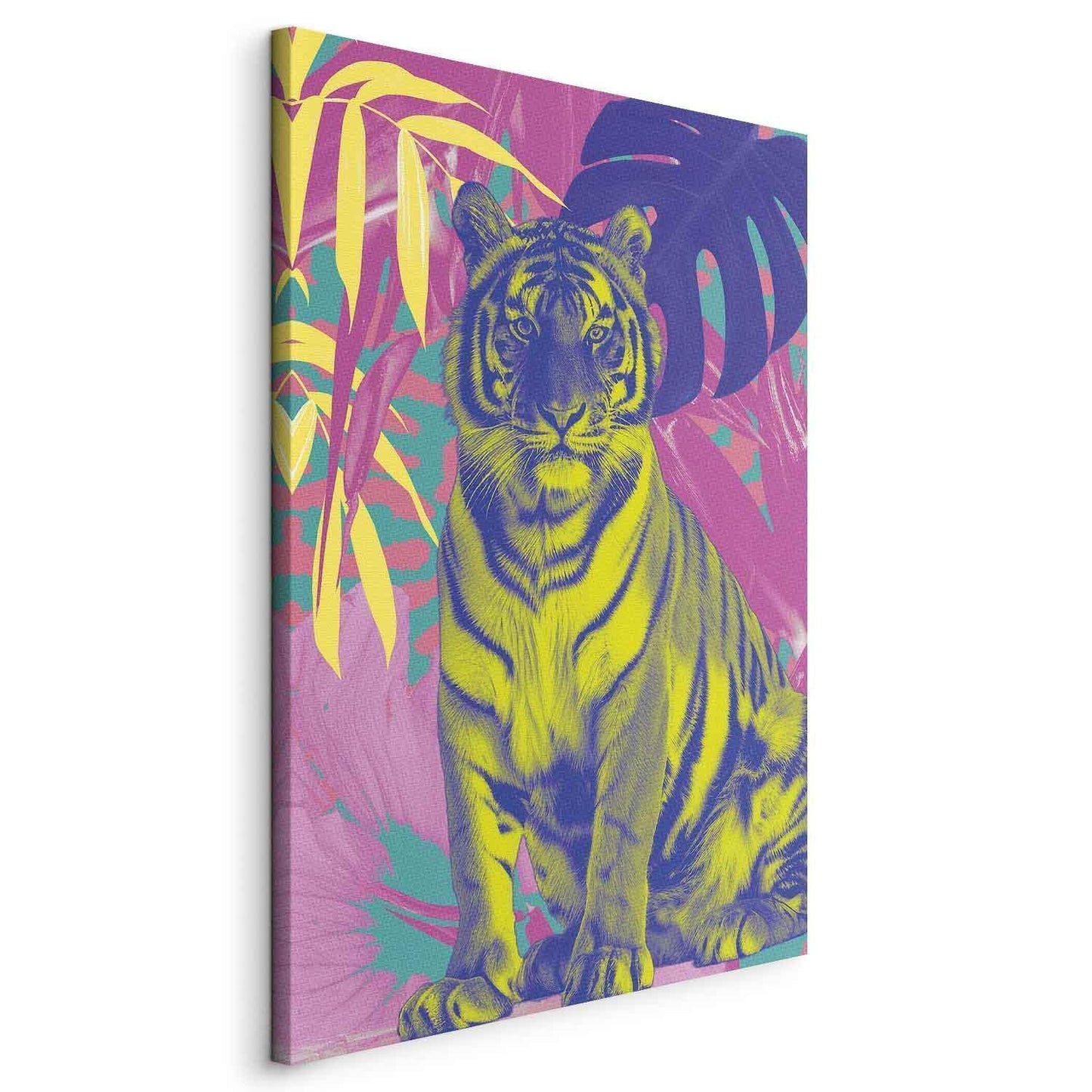 Fargerik tiger - Intense farger av en tiger omgitt av tropiske planter