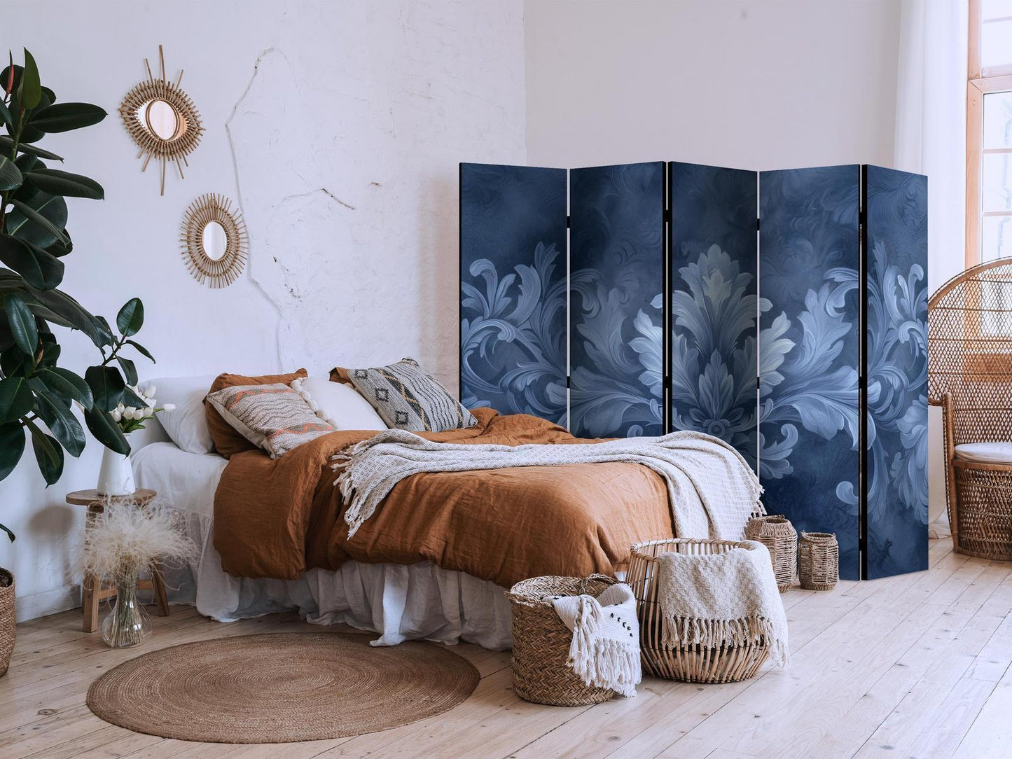 Ornament i blå og kule farger Mørkeblå dekorasjon