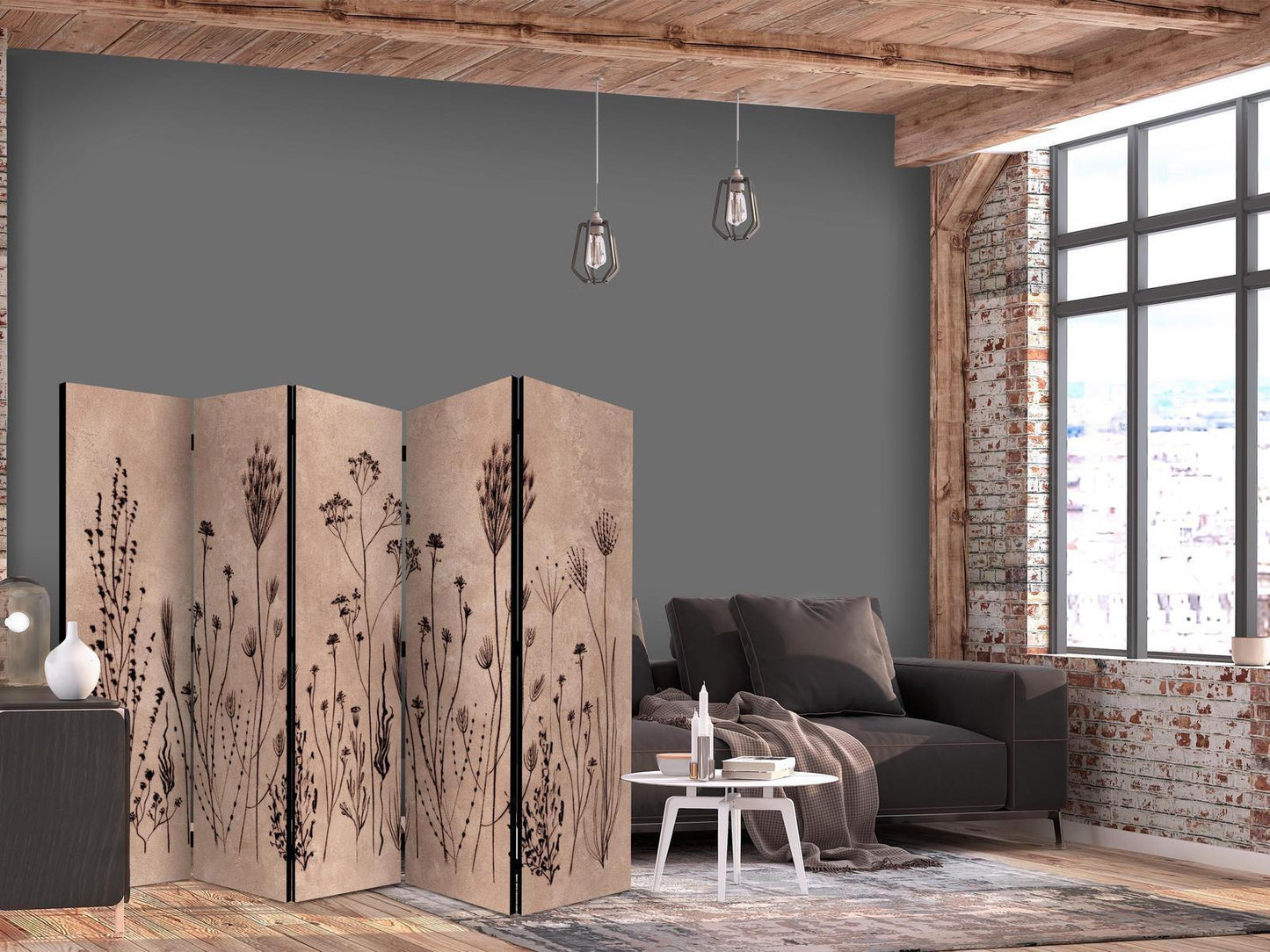 Plant Vintage - Delikate feltblomster på en bakgrunn i Lime Wash-teknikk