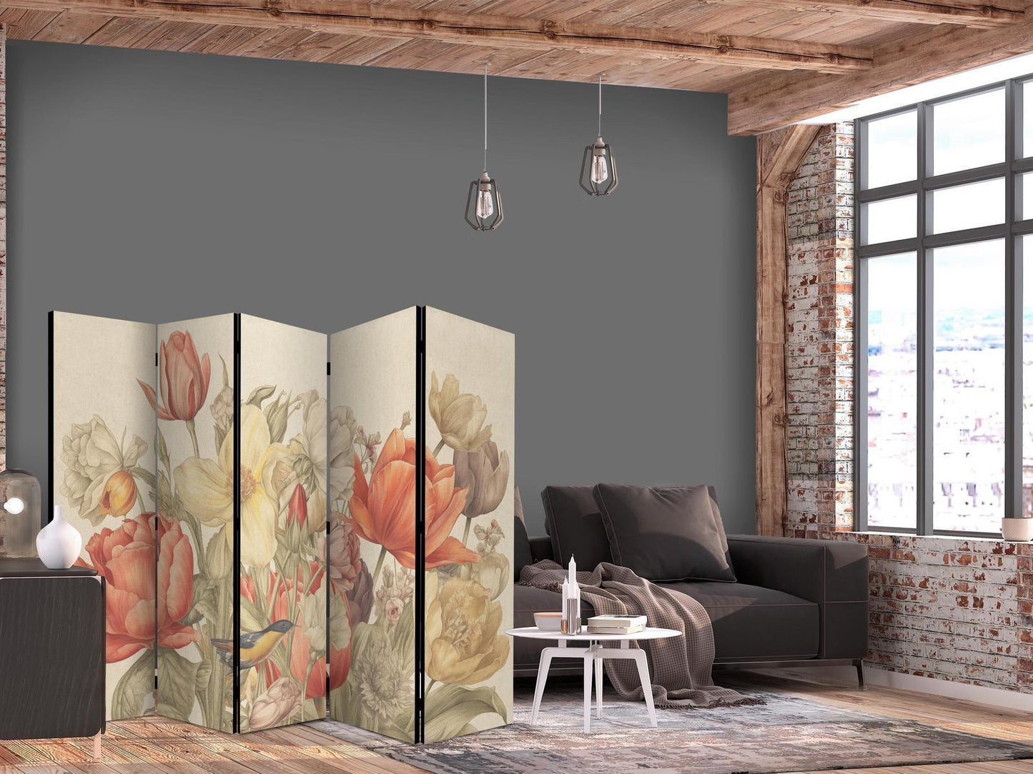 Bukett med tulipaner - Fargerike blomster på en lys bakgrunn - Illustrasjon