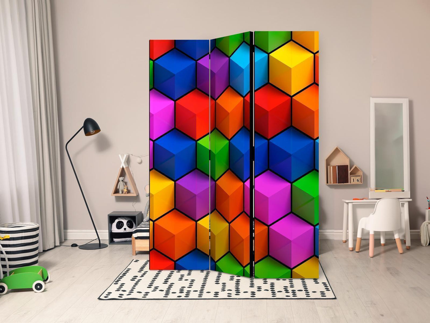 Fargerike geometriske bokser