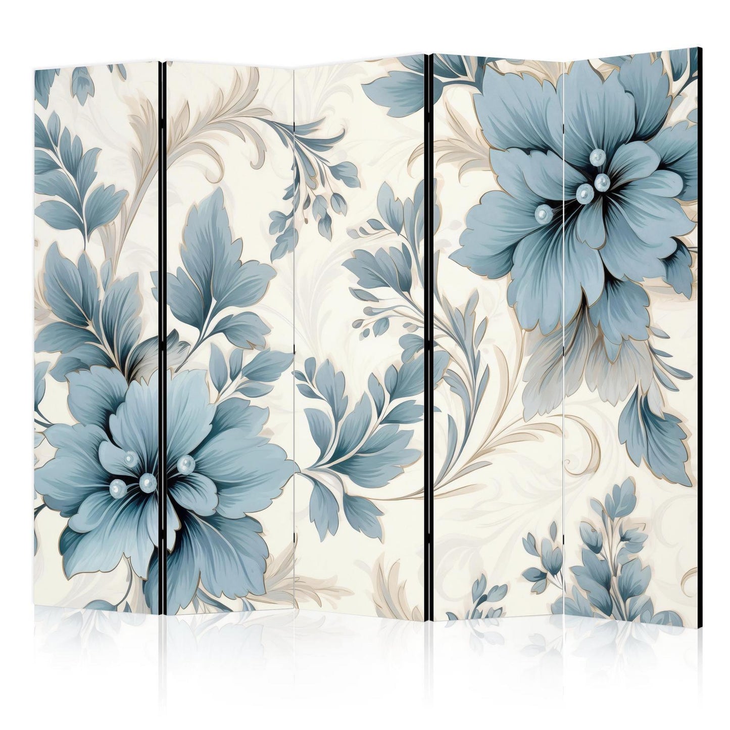 Turkise blomster i retro-stemning med blomsterornamenter