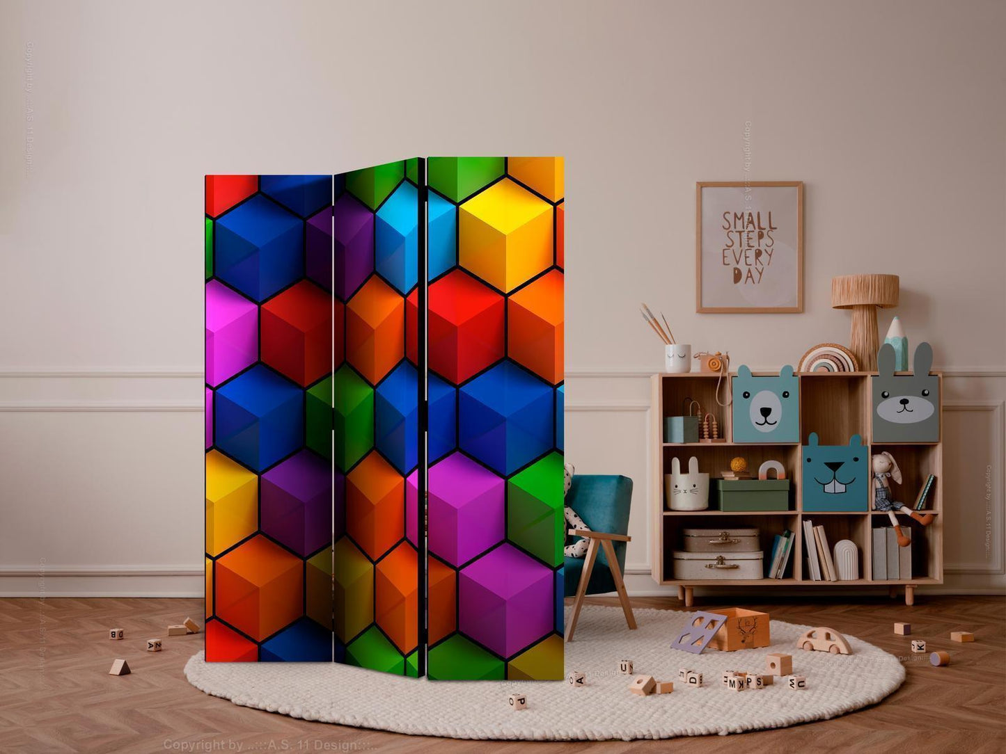 Fargerike geometriske bokser