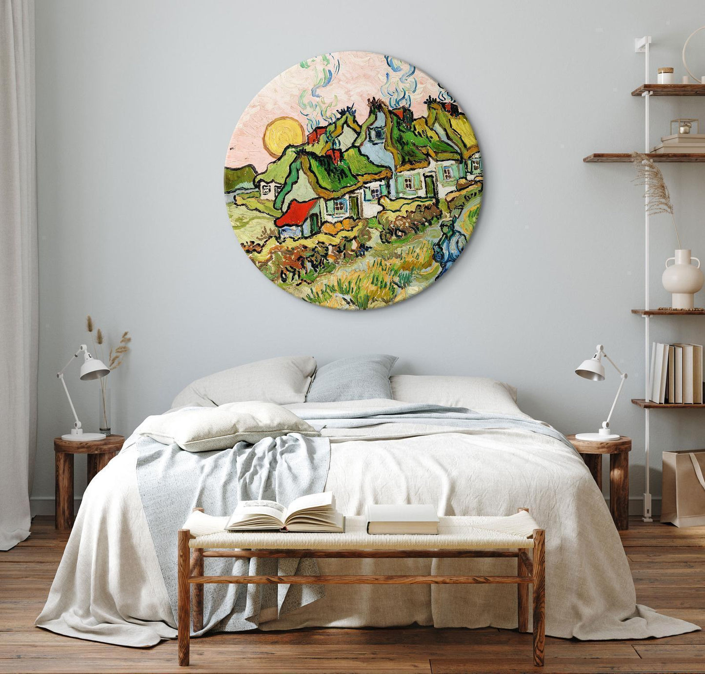 Stråtækte hytter i solskinnet: Erindring om Norden (Vincent van Gogh)