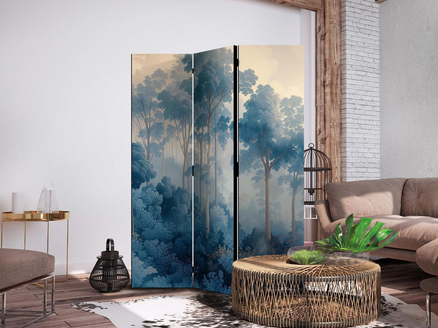 Landskap med trær i illustrasjonsstil Fairy Blue Forest