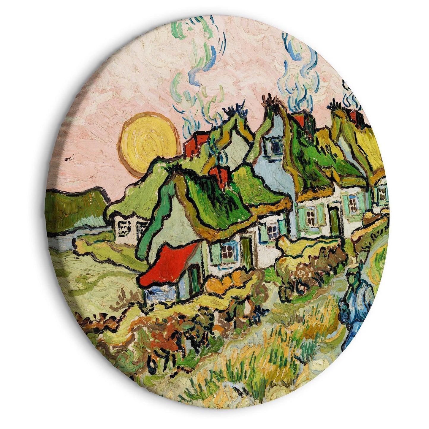 Stråtækte hytter i solskinnet: Erindring om Norden (Vincent van Gogh)