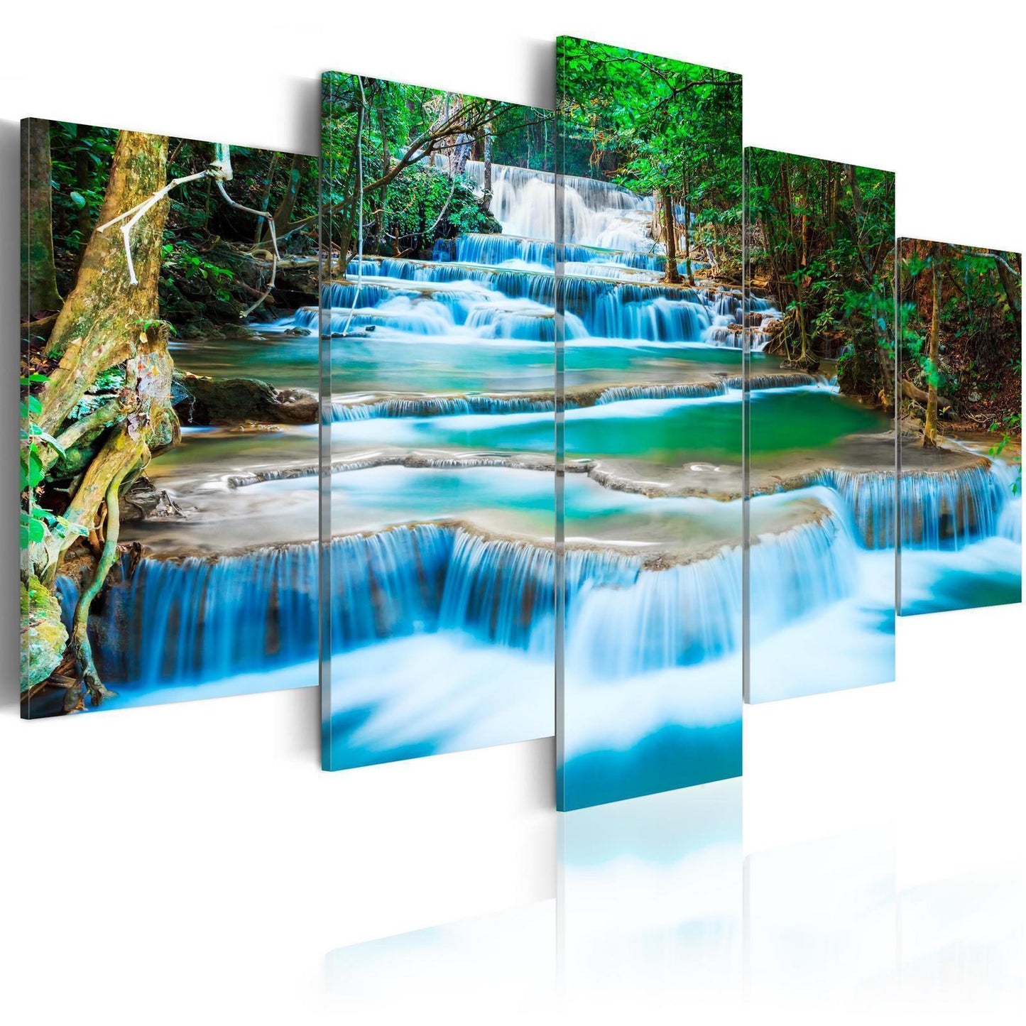 Blå foss i Kanchanaburi i Thailand