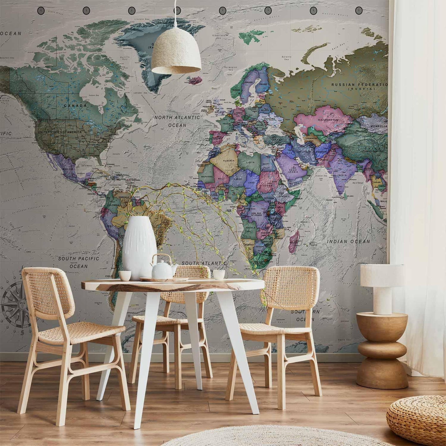 Geografistudier - verdenskart med signerte land på engelsk