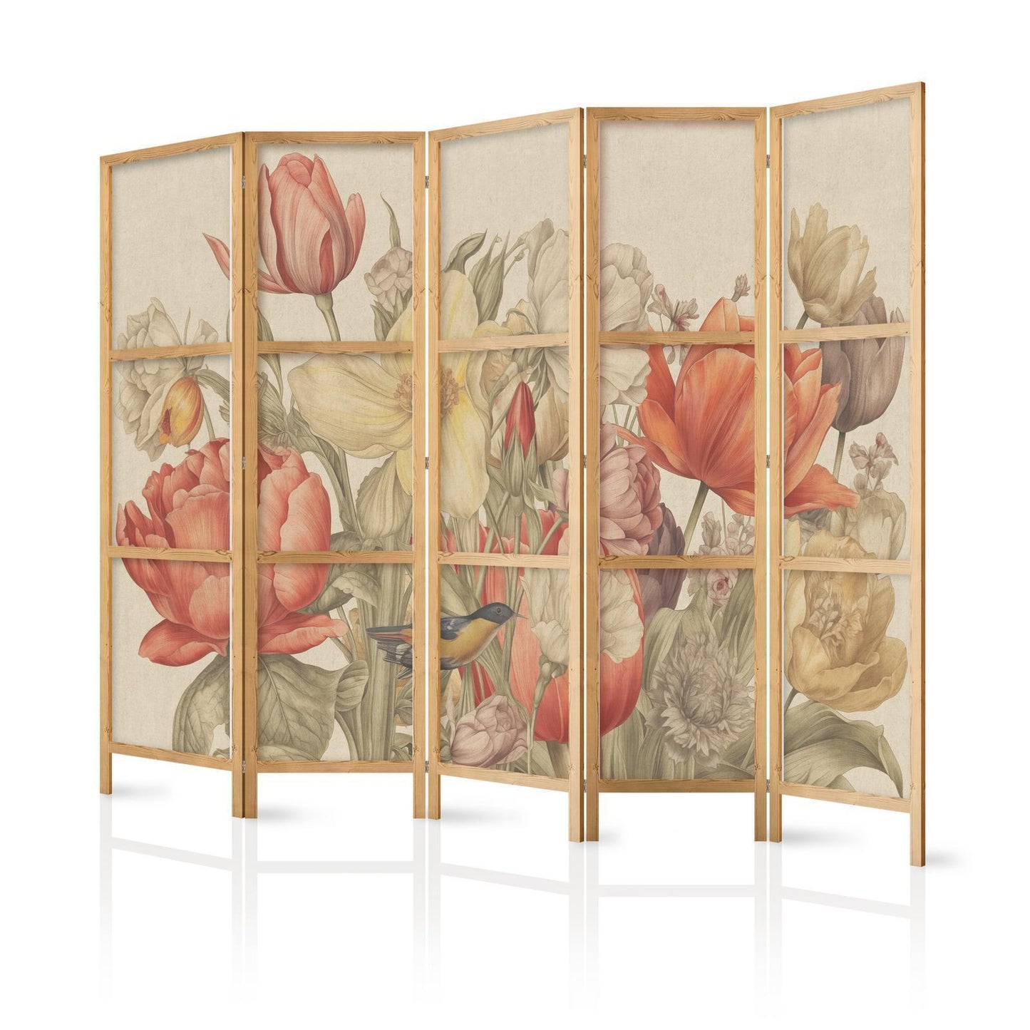 Bukett med tulipaner - Fargerike blomster på en lys bakgrunn - Illustrasjon
