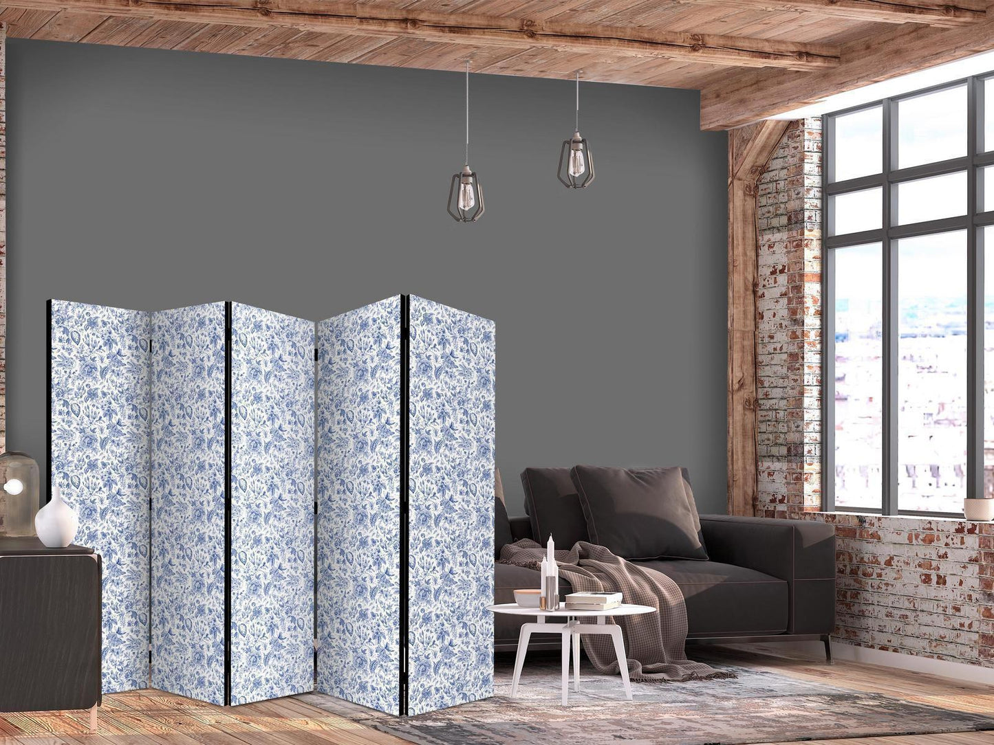 Illustrasjon i vintagestil - Blå blomster på hvit bakgrunn