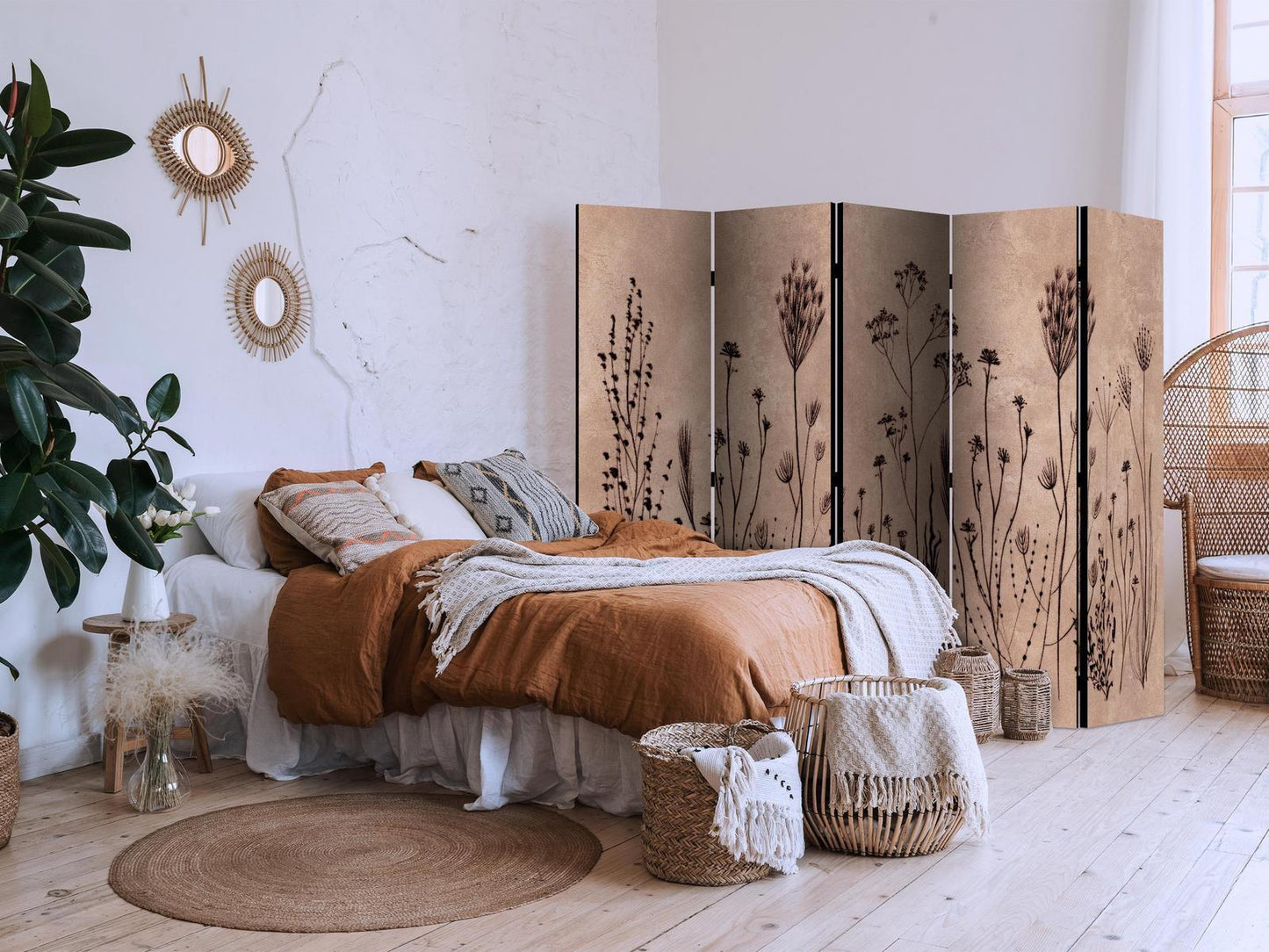 Plant Vintage - Delikate feltblomster på en bakgrunn i Lime Wash-teknikk
