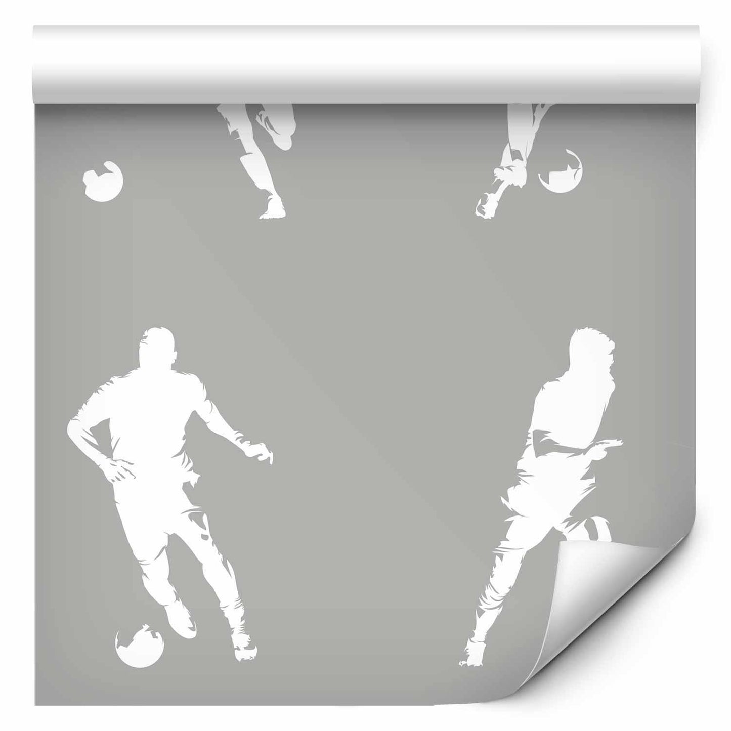 Sportssilhuetter - Dynamiske figurer av fotballspillere på en grå bakgrunn