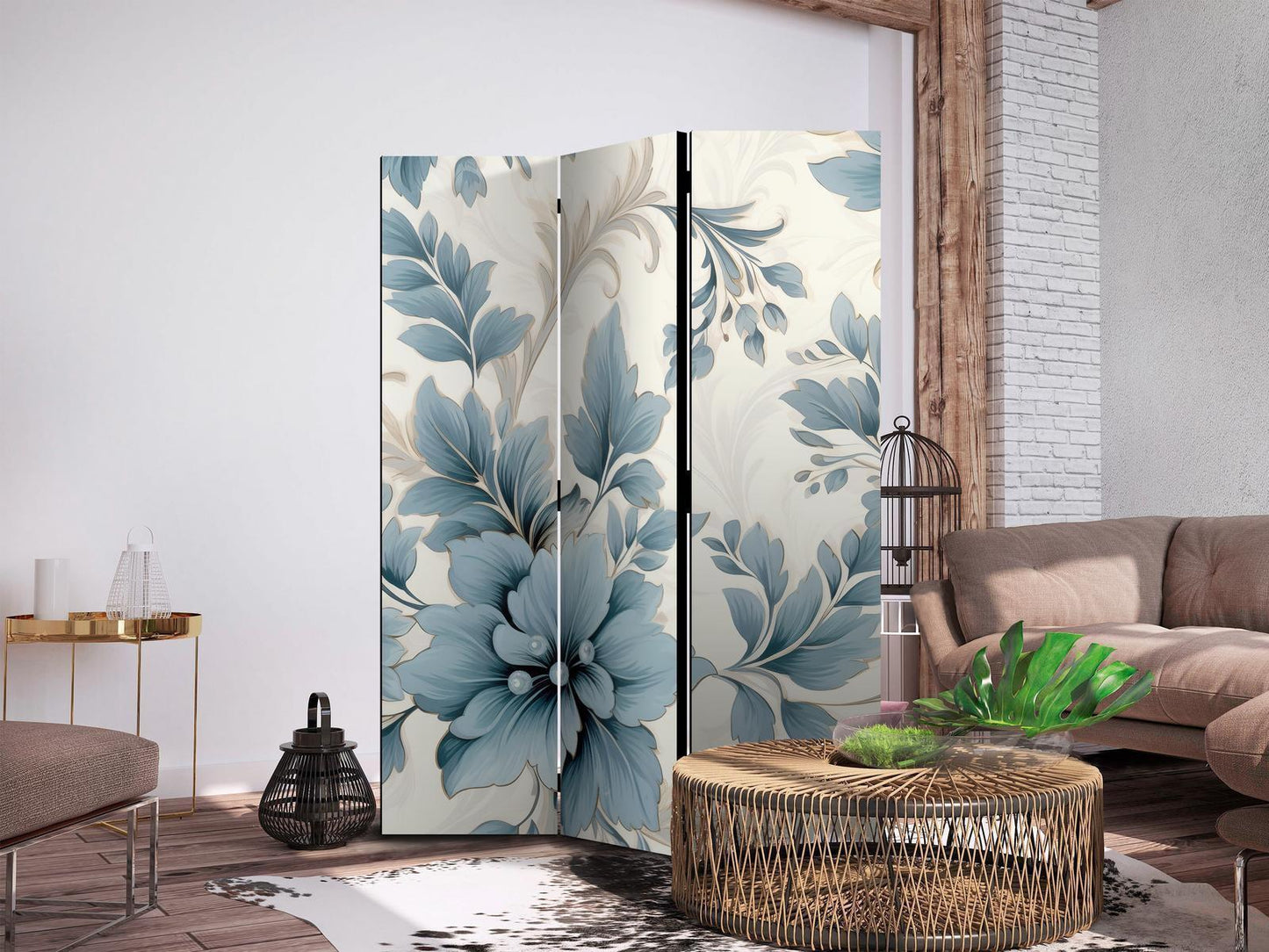 Turkise blomster i retro-stemning med blomsterornamenter