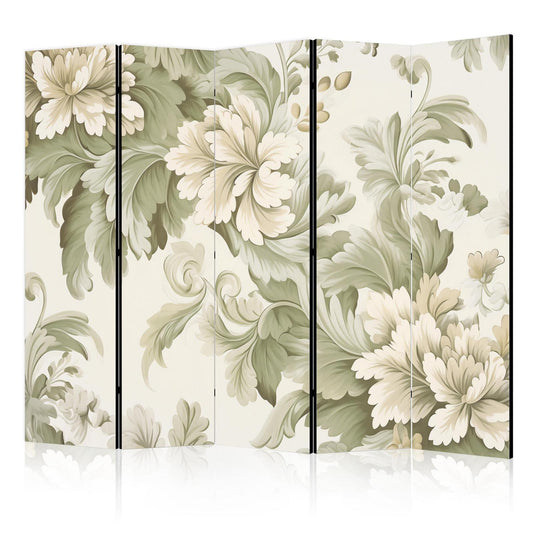 Retro vintage blomster i delikate krem- og grønnfarger