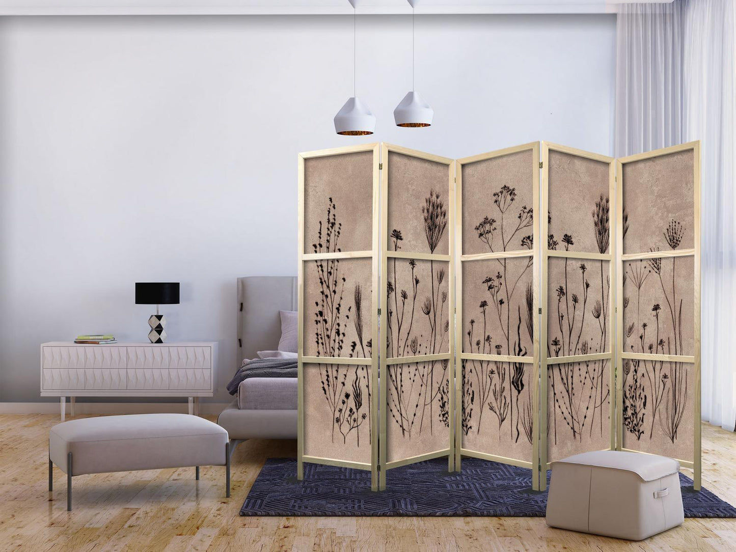 Plante Vintage - Delikate feltblomster på en bakgrunn i Lime Wash-teknikk