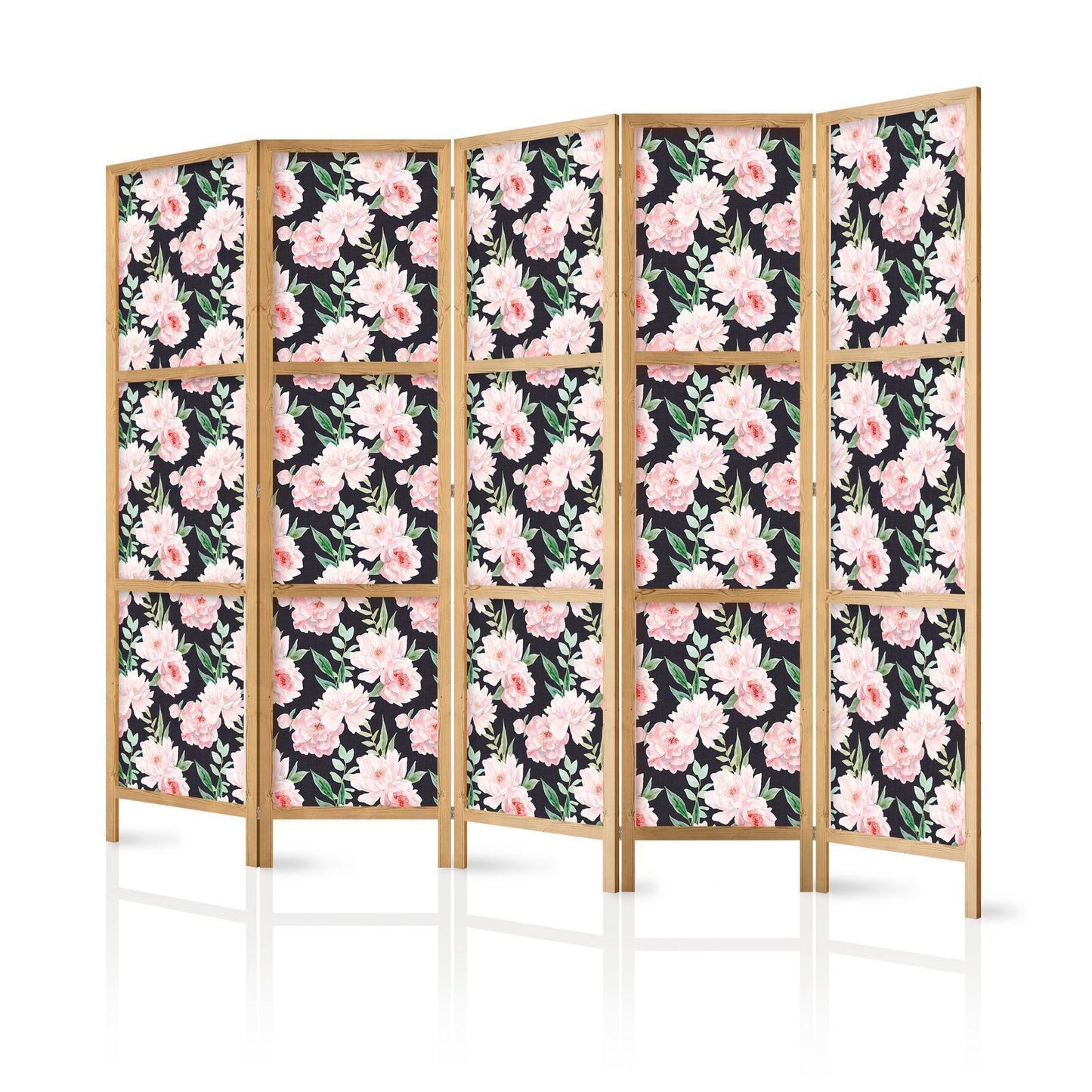 Peoner - Rosa blomster og grønne blader på en grafittfarget bakgrunn