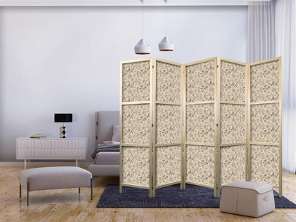 Beige skogens natur - Sopp, blomster og urter på en lys bakgrunn