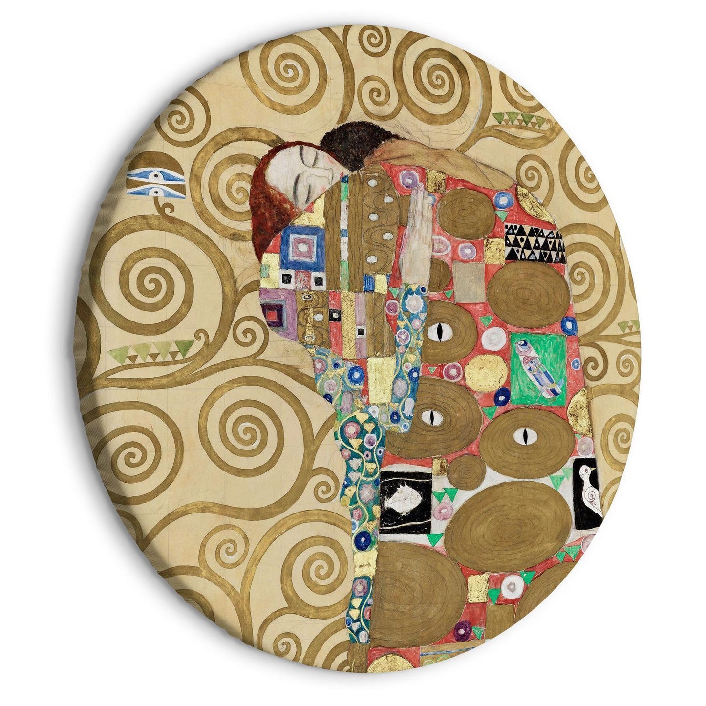 Gustav Klimts oppfyllelse - et abstrakt portrett av et par i omfavnelse