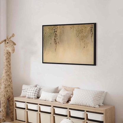 Vårhage - Kolibrier blant tregrener i beige nyanser