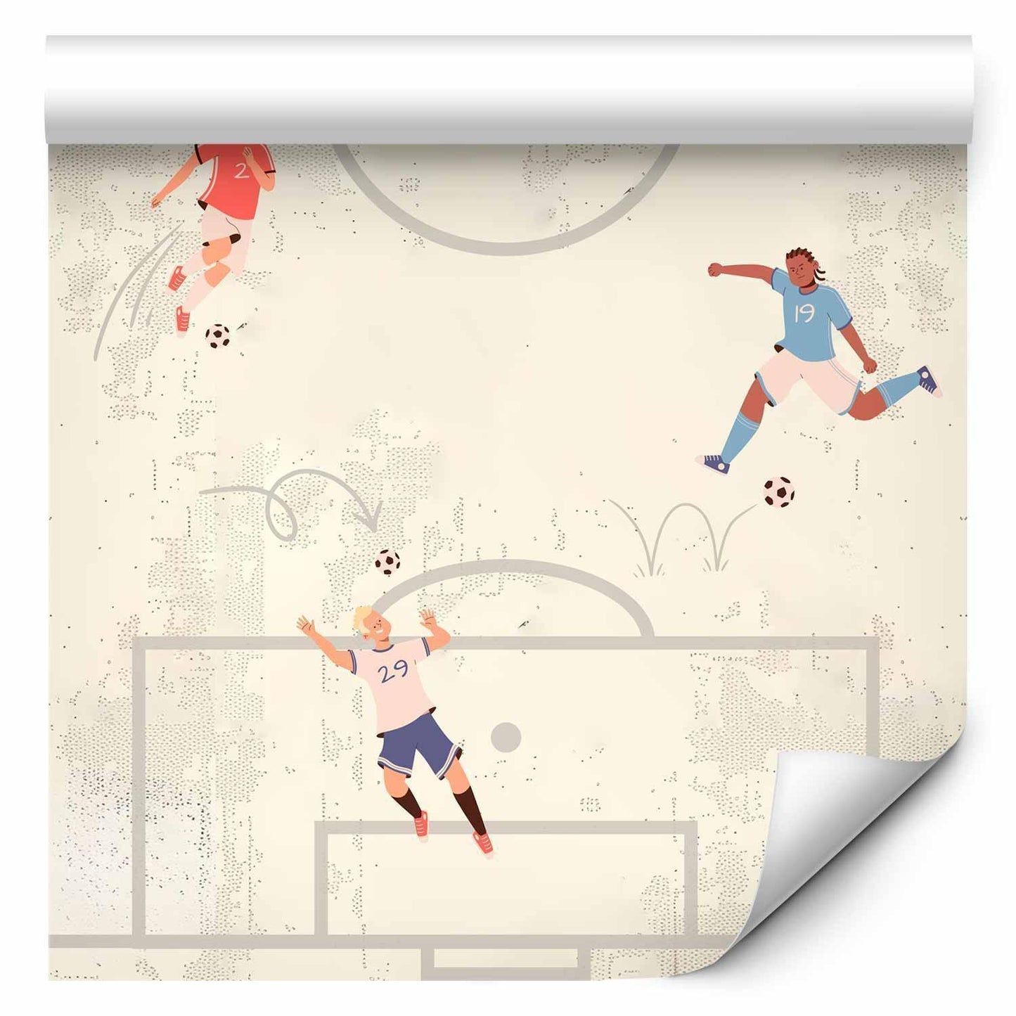 Fotballspill - Illustrasjon av fotballspillere i aksjon på banen