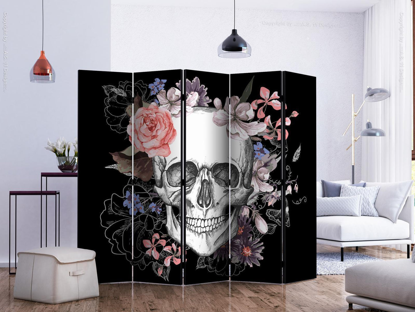 Hodeskalle og blomster II
