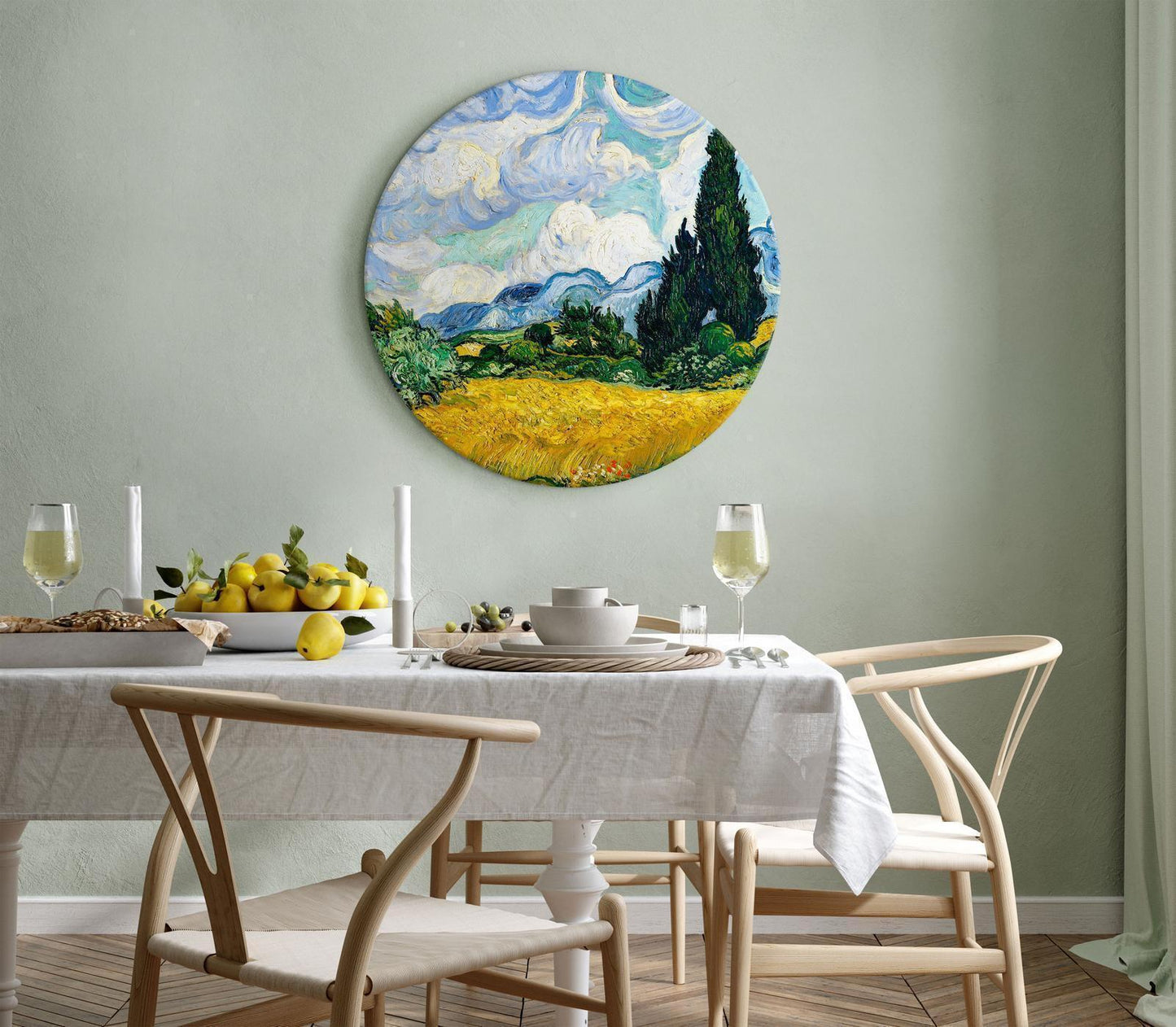 Vincent Van Gogh - Et landskap med et gult felt av krysantemum og en sypress