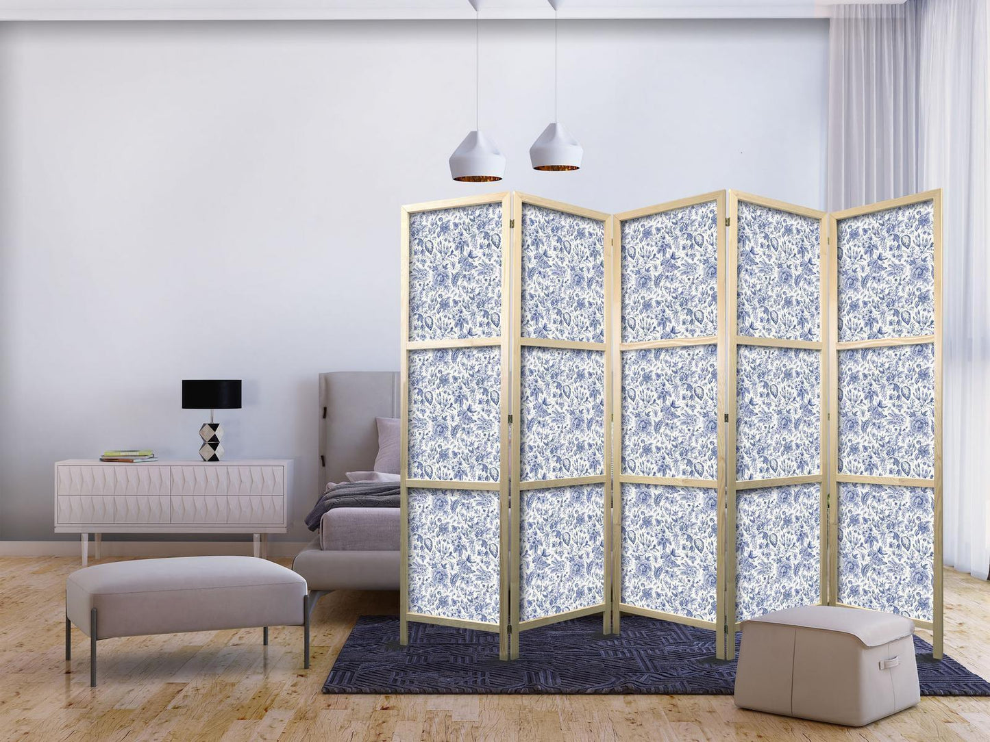 Illustrasjon i vintagestil - Blå blomster på hvit bakgrunn