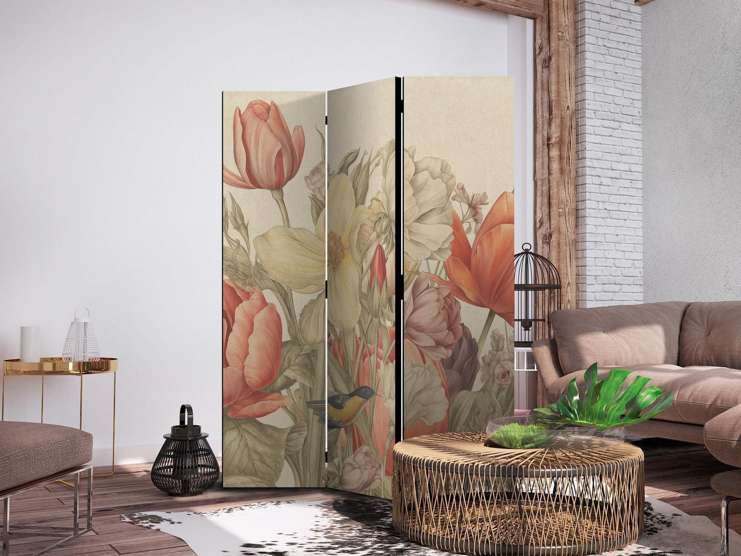 Bukett med tulipaner - Fargerike blomster på en lys bakgrunn - Illustrasjon