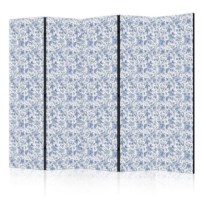 Illustrasjon i vintagestil - Blå blomster på hvit bakgrunn