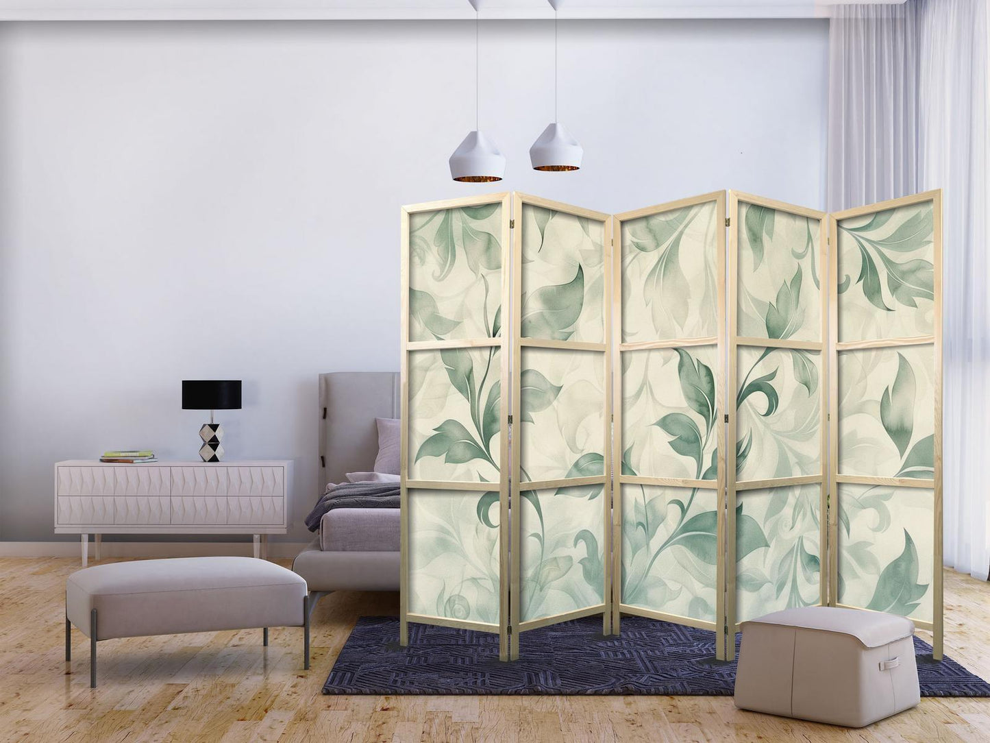 Botanisk akvarellmotiv - delikate grønn-beige blader