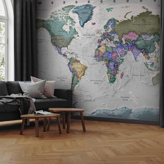Geografistudier - verdenskart med signerte land på engelsk
