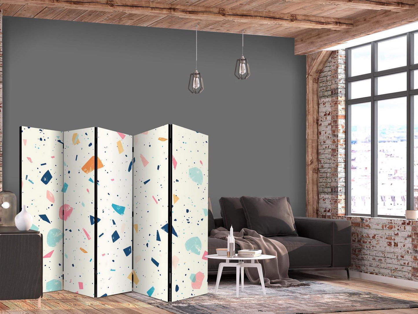Terrazzo with Multicolored - Large Elements - Cheerful Pattern on a Light Background