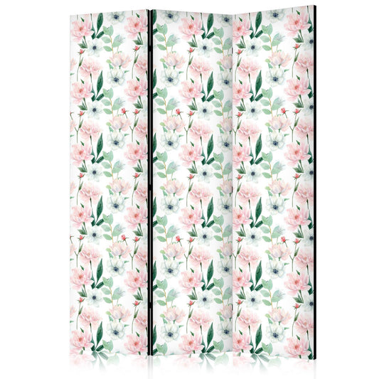 Peoner - Rosa og hvite blomster og grønne blader på hvit bakgrunn