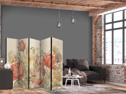 Bukett med tulipaner - Fargerike blomster på en lys bakgrunn - Illustrasjon