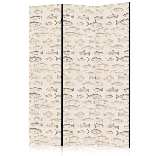 Fisk i beige toner - Ulike fiskearter i beige-brune farger presentert i vintagestil på en lys bakgrunn