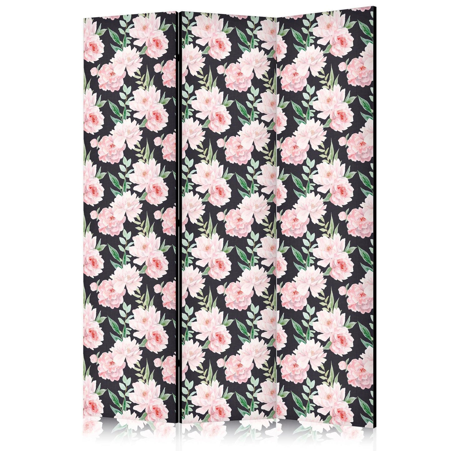 Pioner - Rosa blomster og grønne blader på en grafittfarget bakgrunn