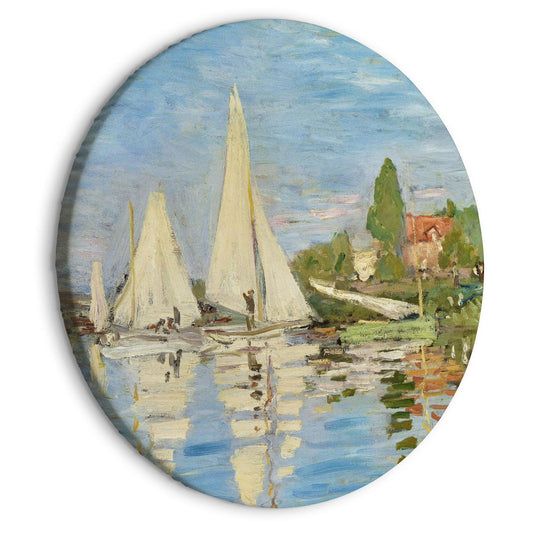 Rundregatta i Argenteuil av Claude Monet - Landskap med seilbåter på elven