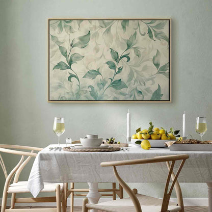 Botanisk akvarellmotiv med delikate grønn-beige blader