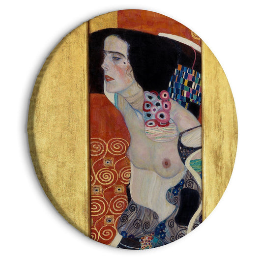 Rund Judith II Gustav Klimt  - Abstrakt portrett av en halvnaken kvinne