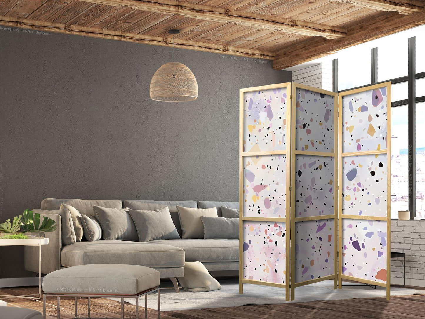 Terrazzo i konfettistil - lilla-rosa - fargerikt mønster