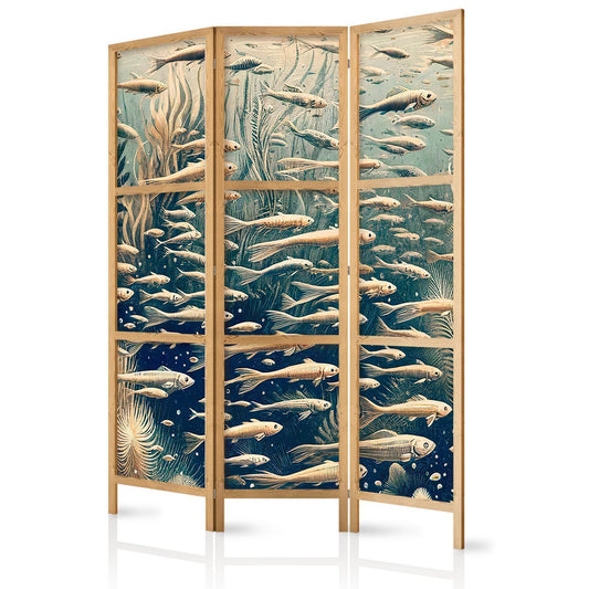 Livet i havet - Undervannsverden av fisk og vegetasjon i beige og marineblå retrostil