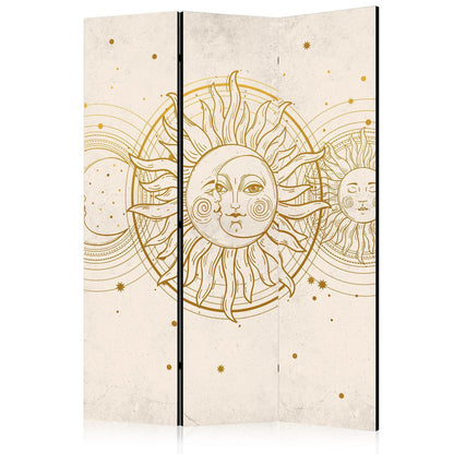 Gylden sol og måne - Kunstnerisk illustrasjon i retrostil
